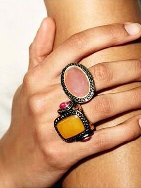 Vintage colorful ring set